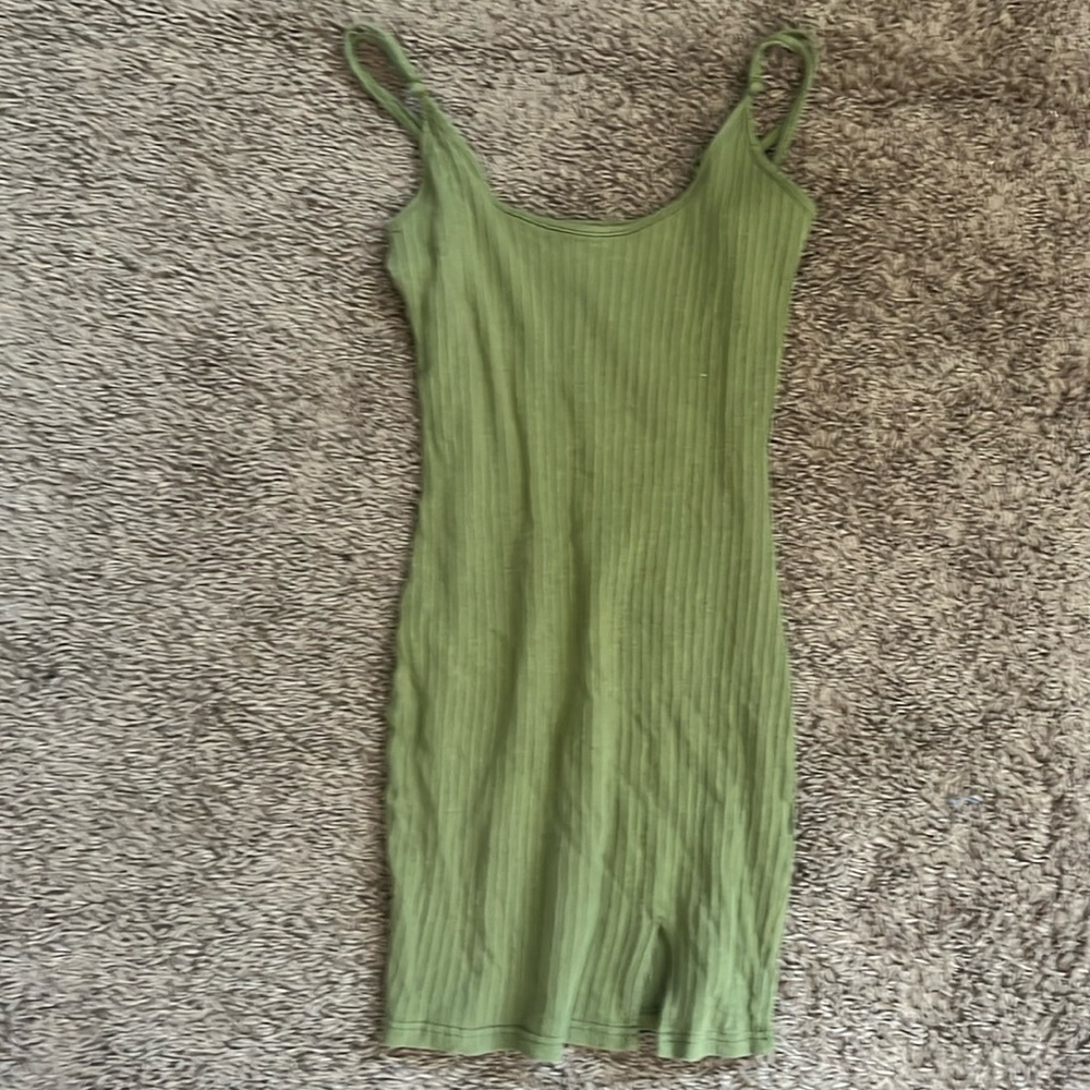 olive green dress ribbed